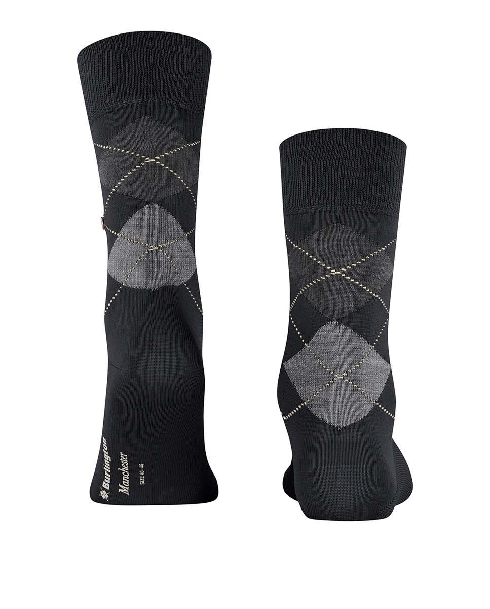 Calcetín rombos caballero algodón - Burlington - Negro Negro-2