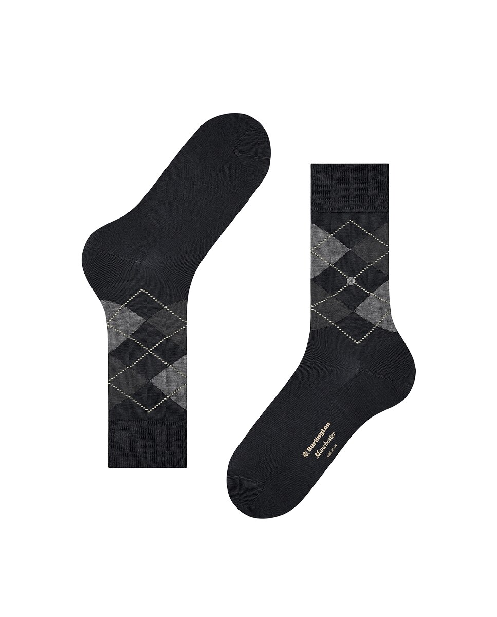 Calcetín rombos caballero algodón - Burlington - Negro Negro-3