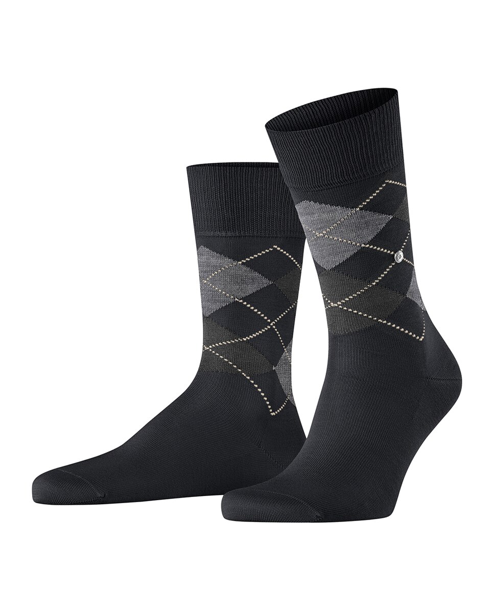 Calcetín rombos caballero algodón - Burlington - Negro Negro-5