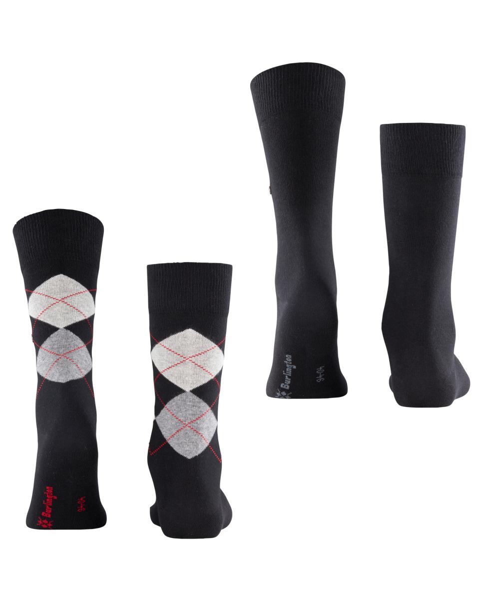 Pack de dois pares de meias de homem Burlington curtas pretas Preto-2