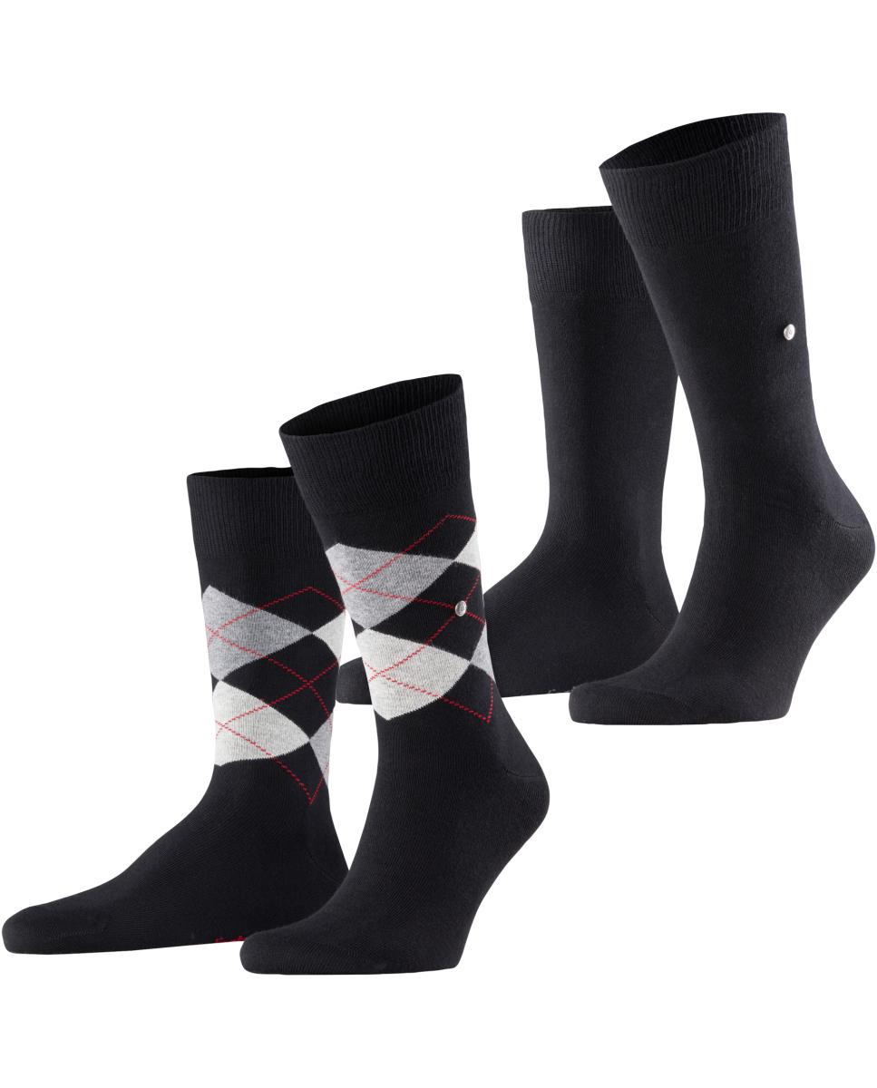 Pack de dois pares de meias de homem Burlington curtas pretas Preto-3
