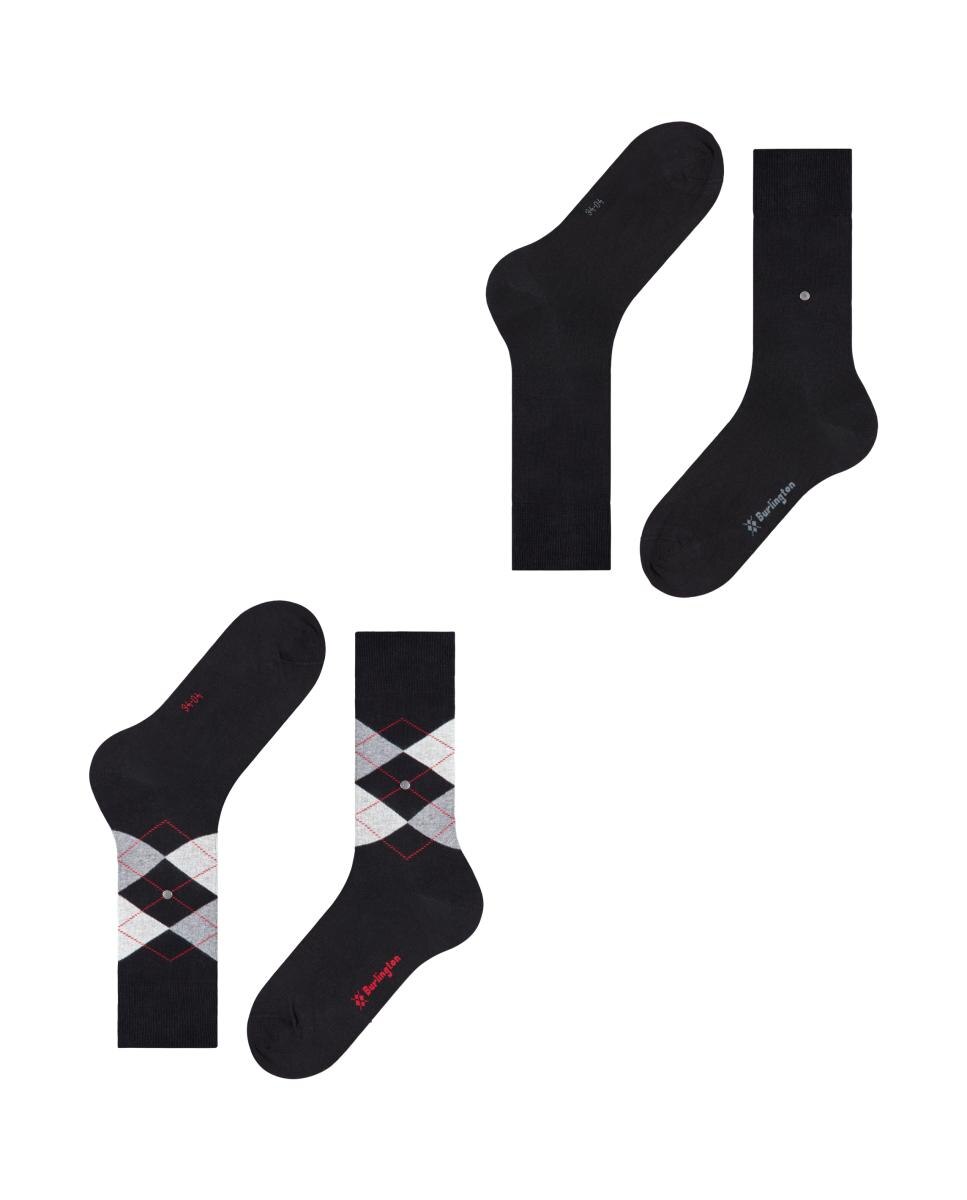 Pack de dois pares de meias de homem Burlington curtas pretas Preto-4