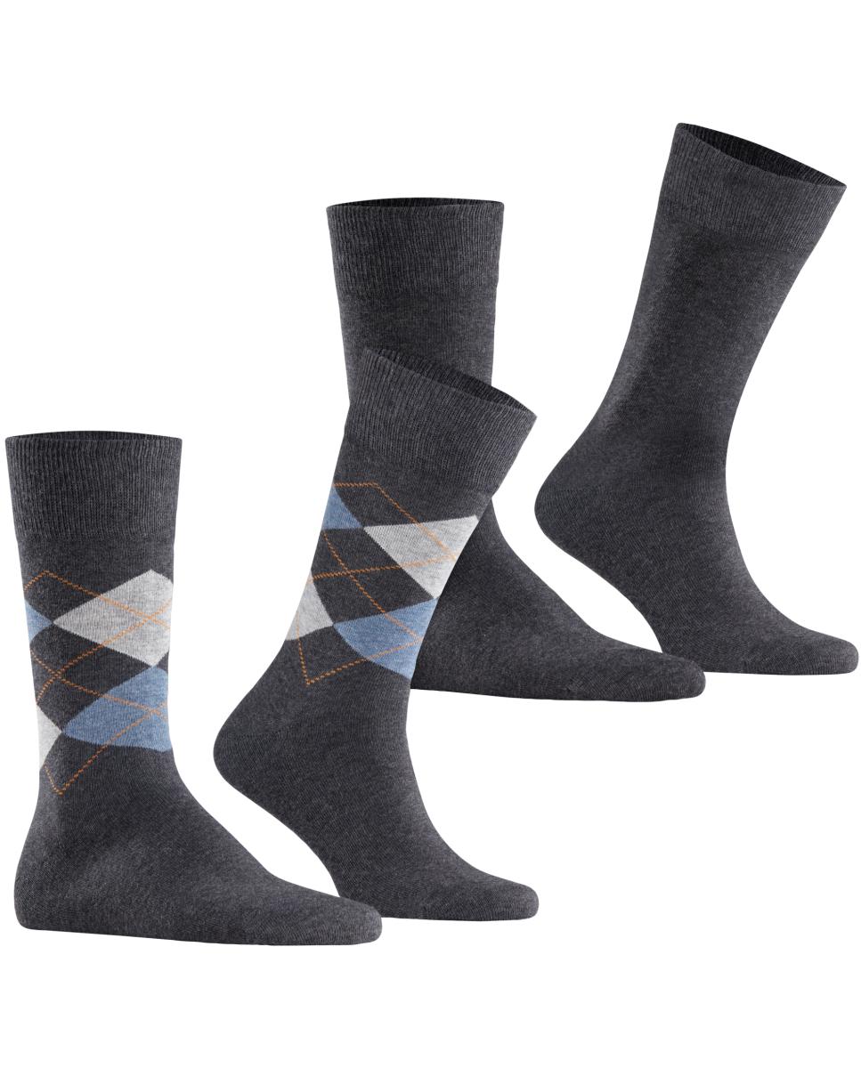 Imagem 0 de Pack de dois pares de meias de homem Burlington cinzentas com losangos
