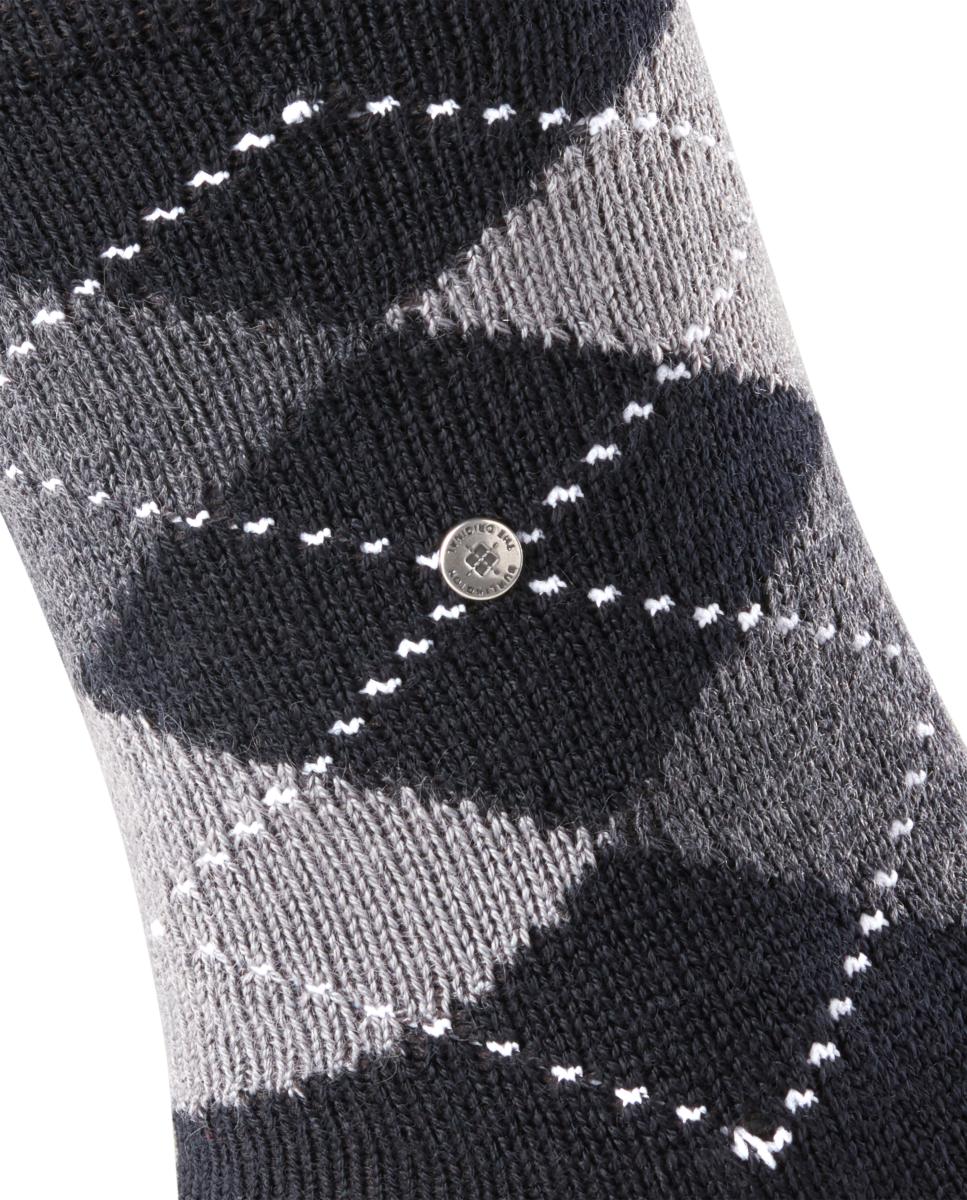 Meias de homem Burlington pretas de losangos Preto-5