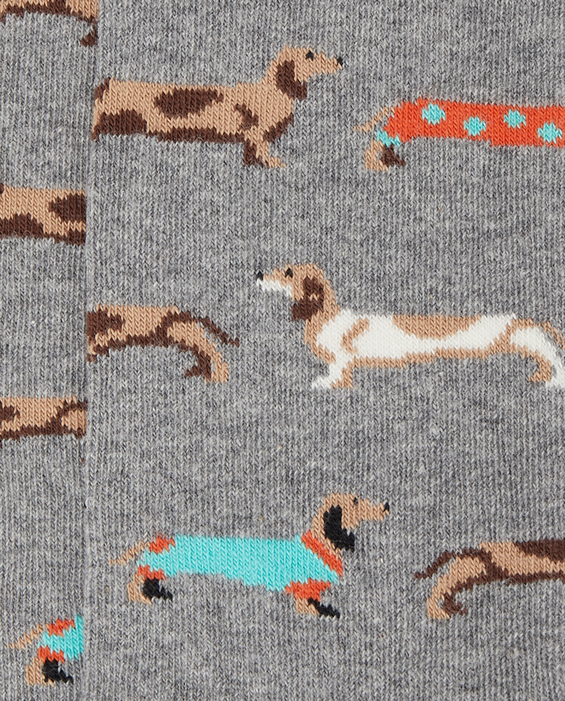 Meias de Algodão 100% Orgânico com DEsenho de Cães Teckel Cinzento-3