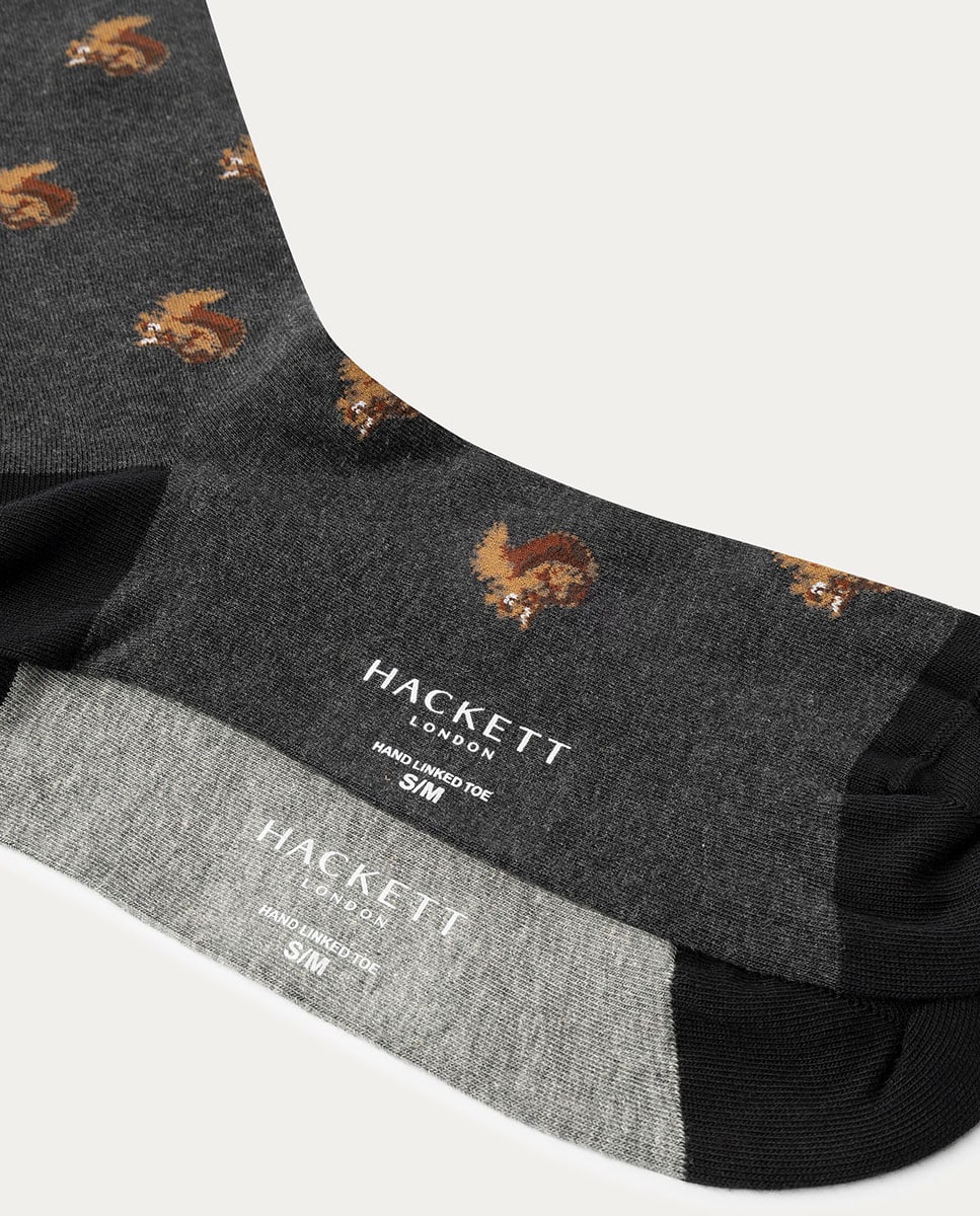 Pack de Dois Pares de Meias Estampadas Cinzento-2