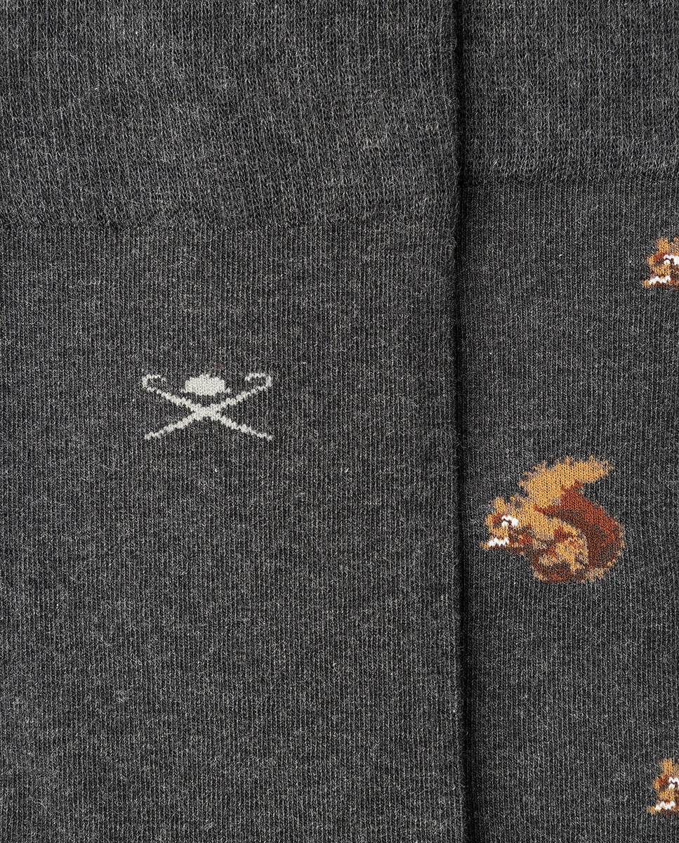 Pack de Dois Pares de Meias Estampadas Cinzento-3