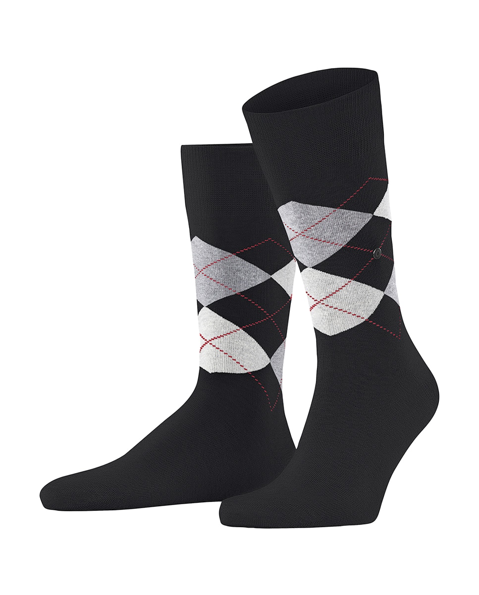 Caixa de Oferta de 2 Pares de Meias com Losangos Preto-1