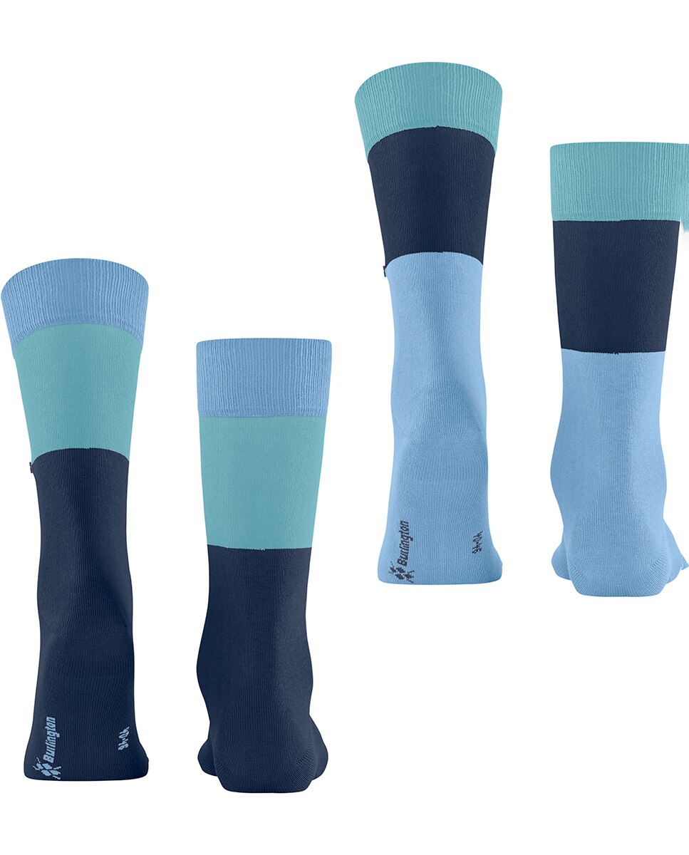 Pack de Dois Pares de Meias com Três Cores Azul-2