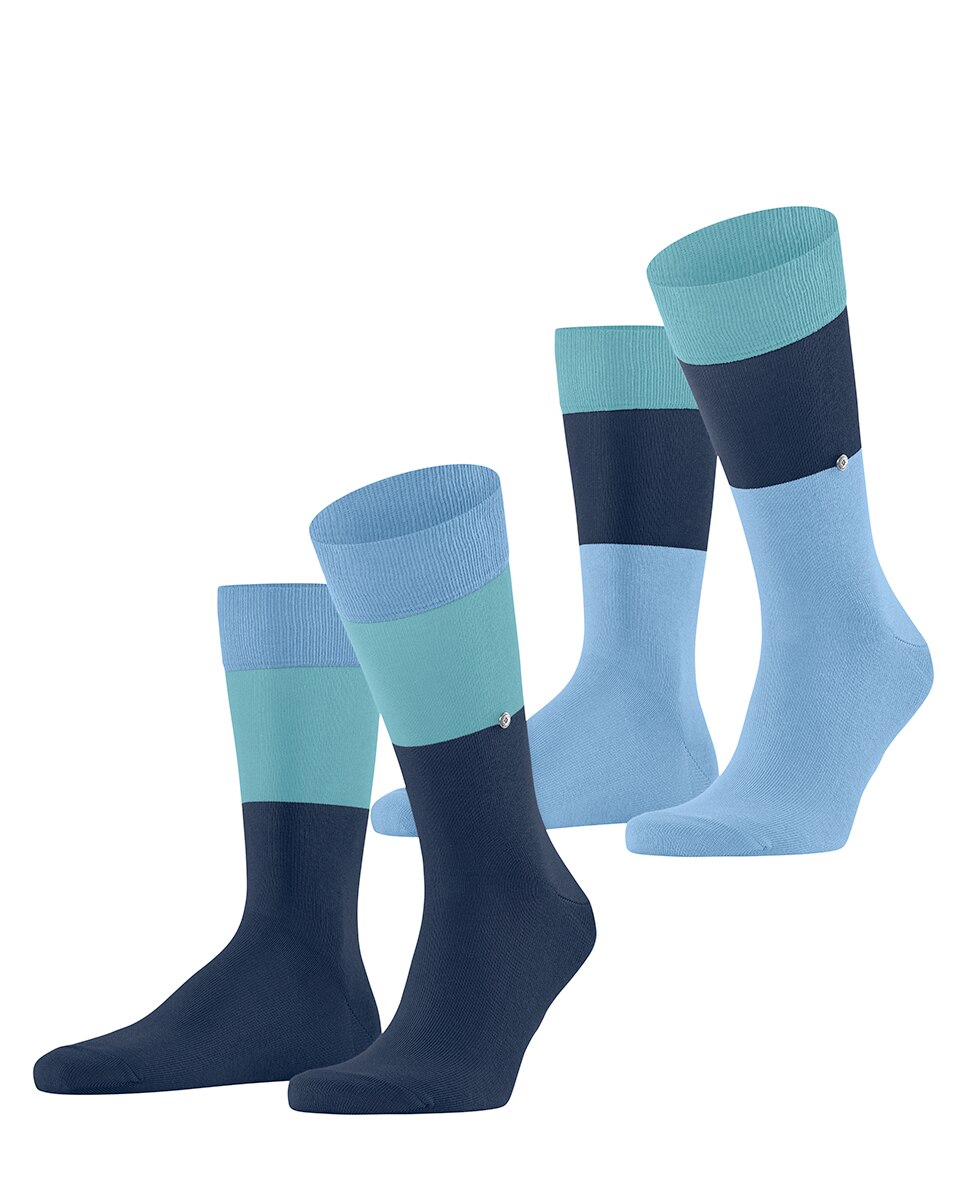 Pack de Dois Pares de Meias com Três Cores Azul-3