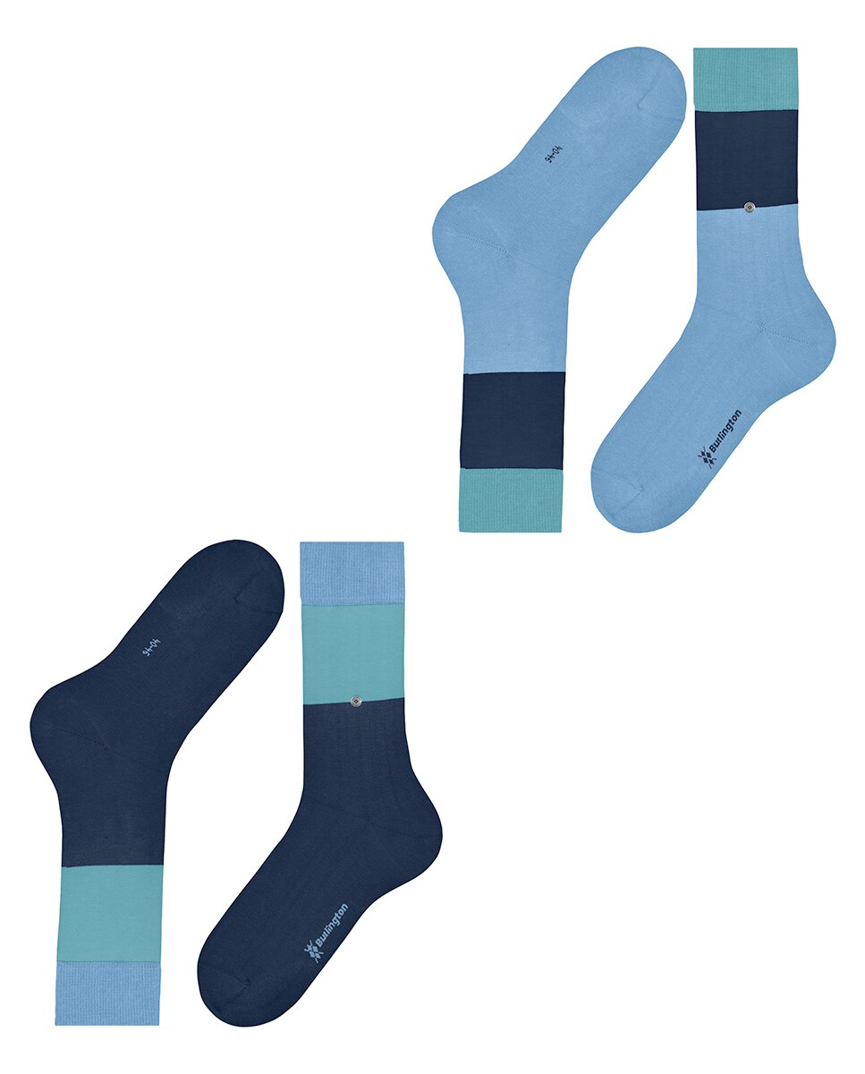 Pack de Dois Pares de Meias com Três Cores Azul-4