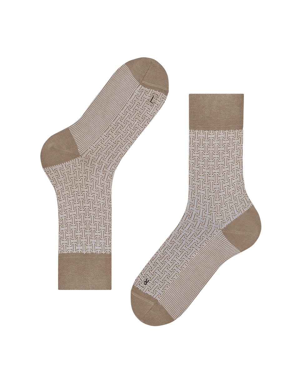Meias Sensitive de Algodão Estampado Bege-4
