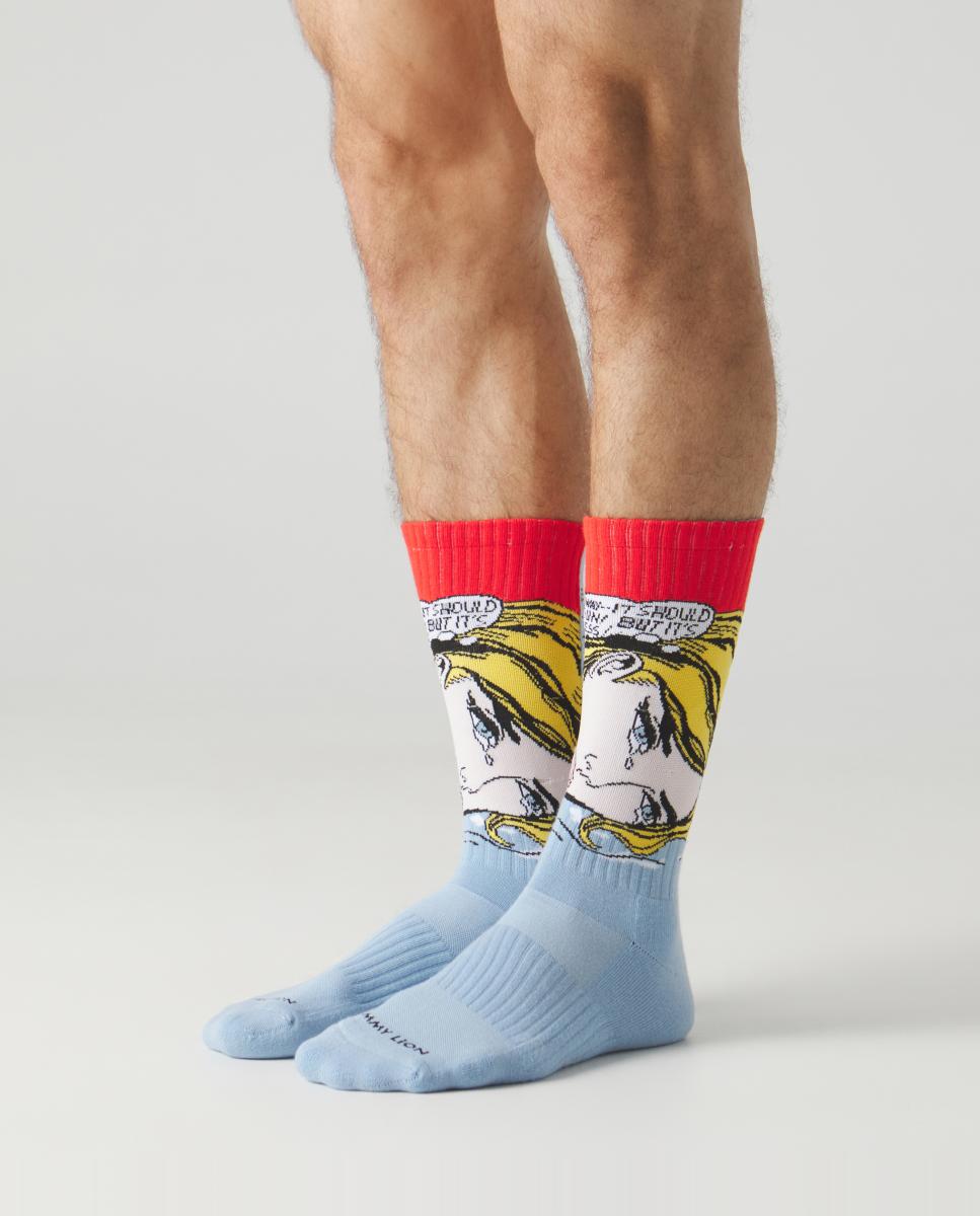 Calcetín de hombre Roy Lichtenstein azul Azul Jimmy Lion · El