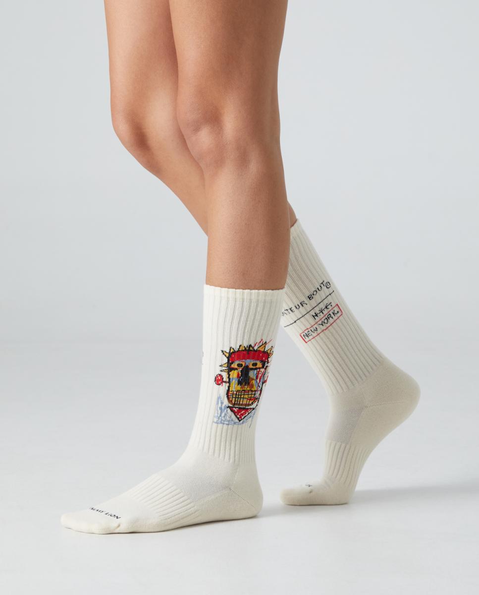 Meias Basquiat Athletic - Bege Branco-2