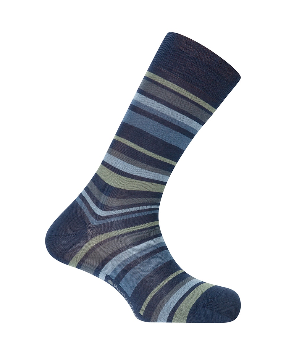 Imagem 0 de Meias Curtas em Algodão Mercerizado às Riscas. Produto Fabricado em Espanha