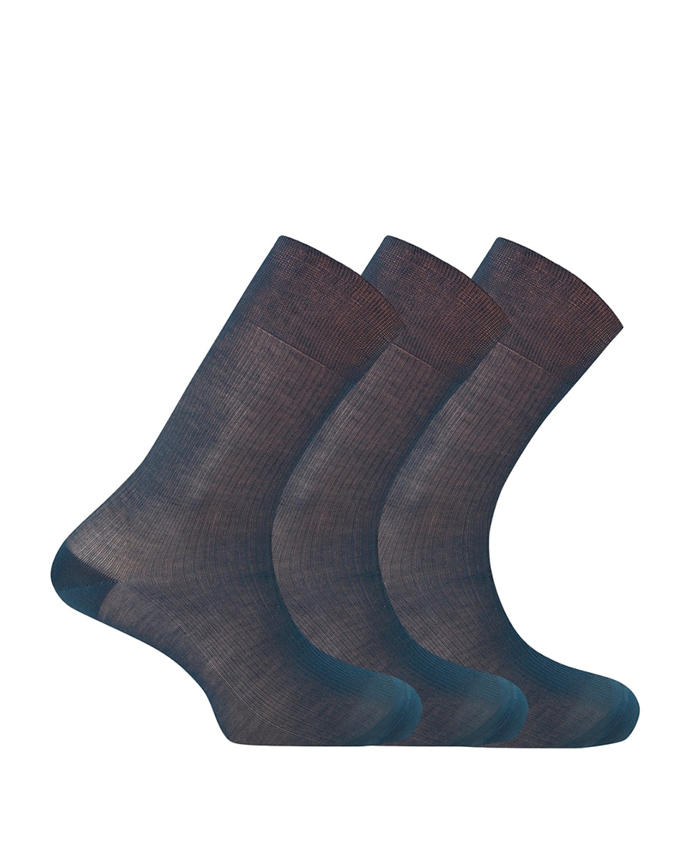 Imagem 0 de Pack de 3 Pares de Meias 100% Fio da Escócia Canelado 2X2. Produto Fabricado em Espanha