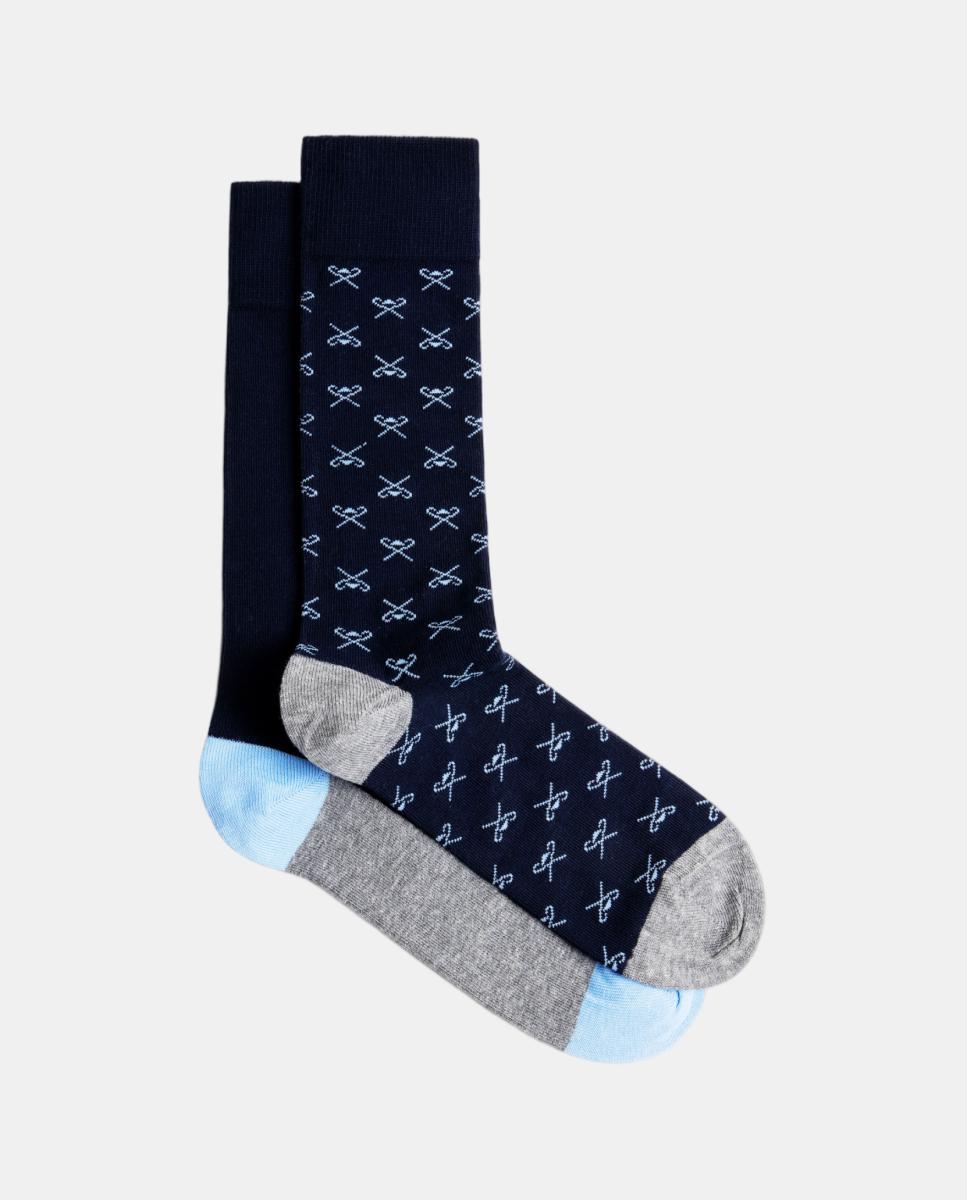 Pack de dos calcetines de hombre Icon logo - Hackett - Azul Azul-1