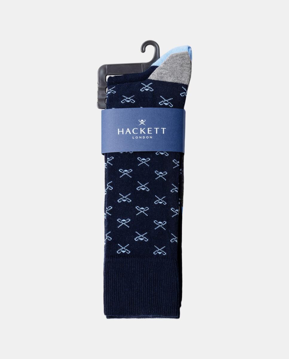Pack de dos calcetines de hombre Icon logo - Hackett - Azul Azul-3