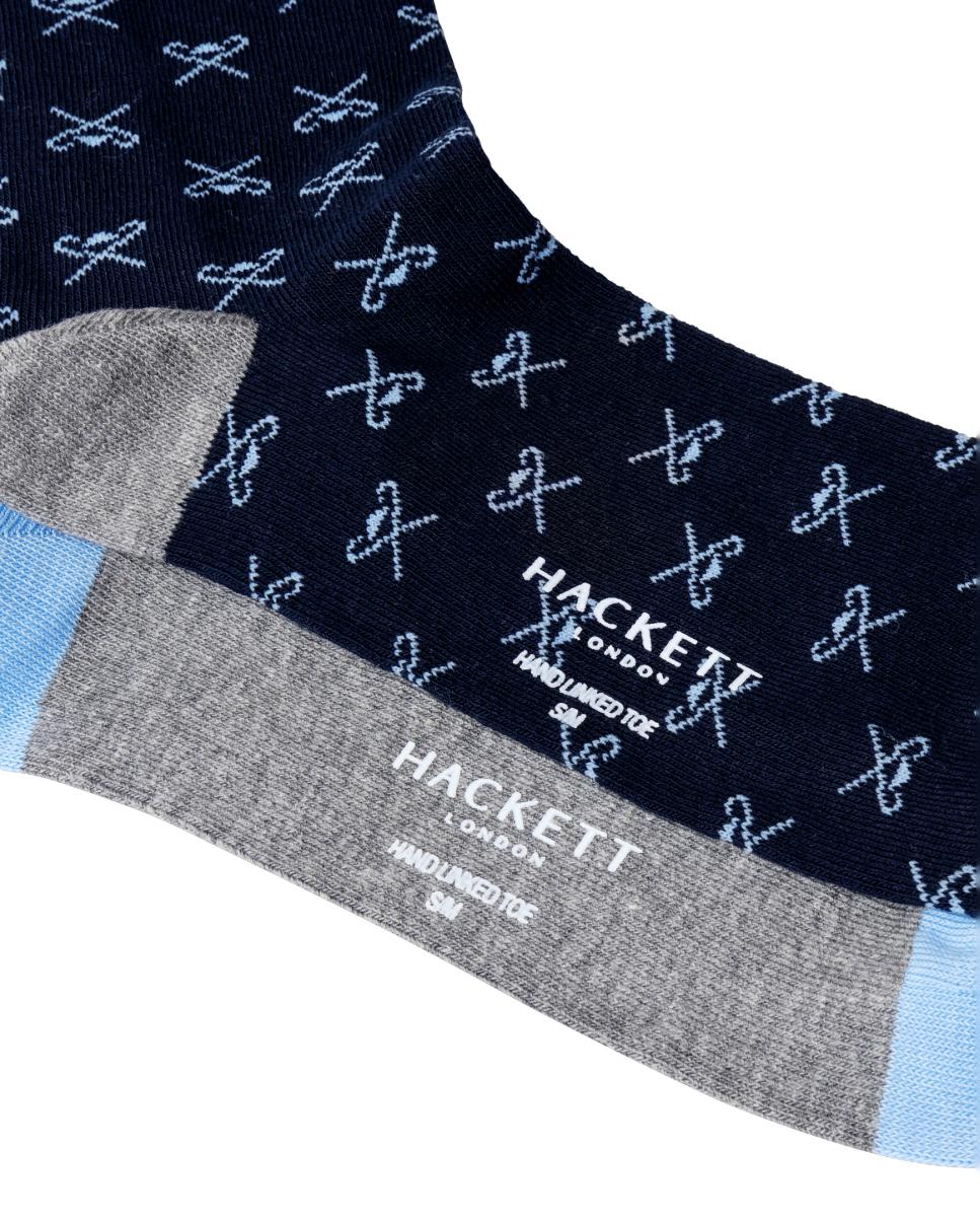 Pack de dos calcetines de hombre Icon logo - Hackett - Azul Azul-4
