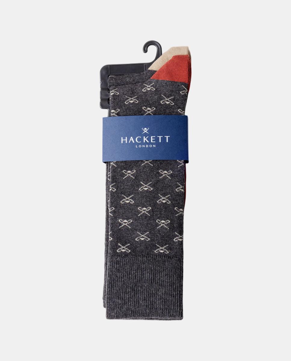 Pack de dos calcetines de hombre Icon logo - Hackett - Gris Gris-3