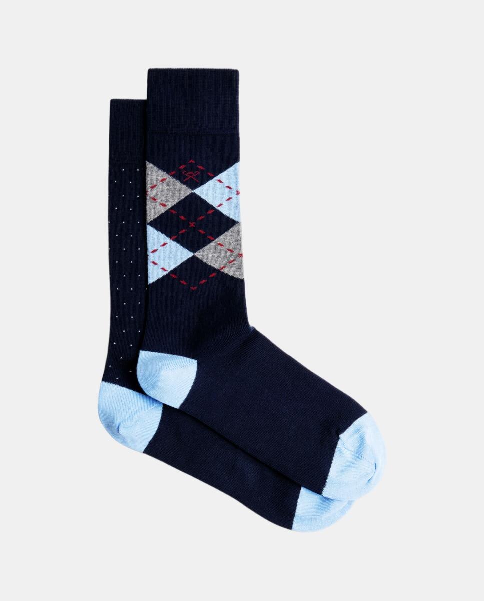 Pack de dos calcetines de hombre rombos - Hackett - Azul Azul-1