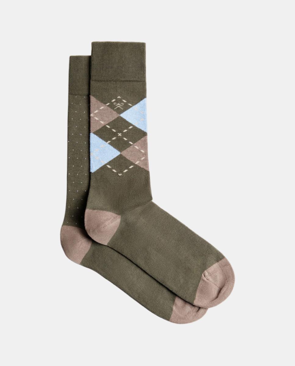 Pack de dos calcetines de hombre rombos - Hackett - Verde Verde-1