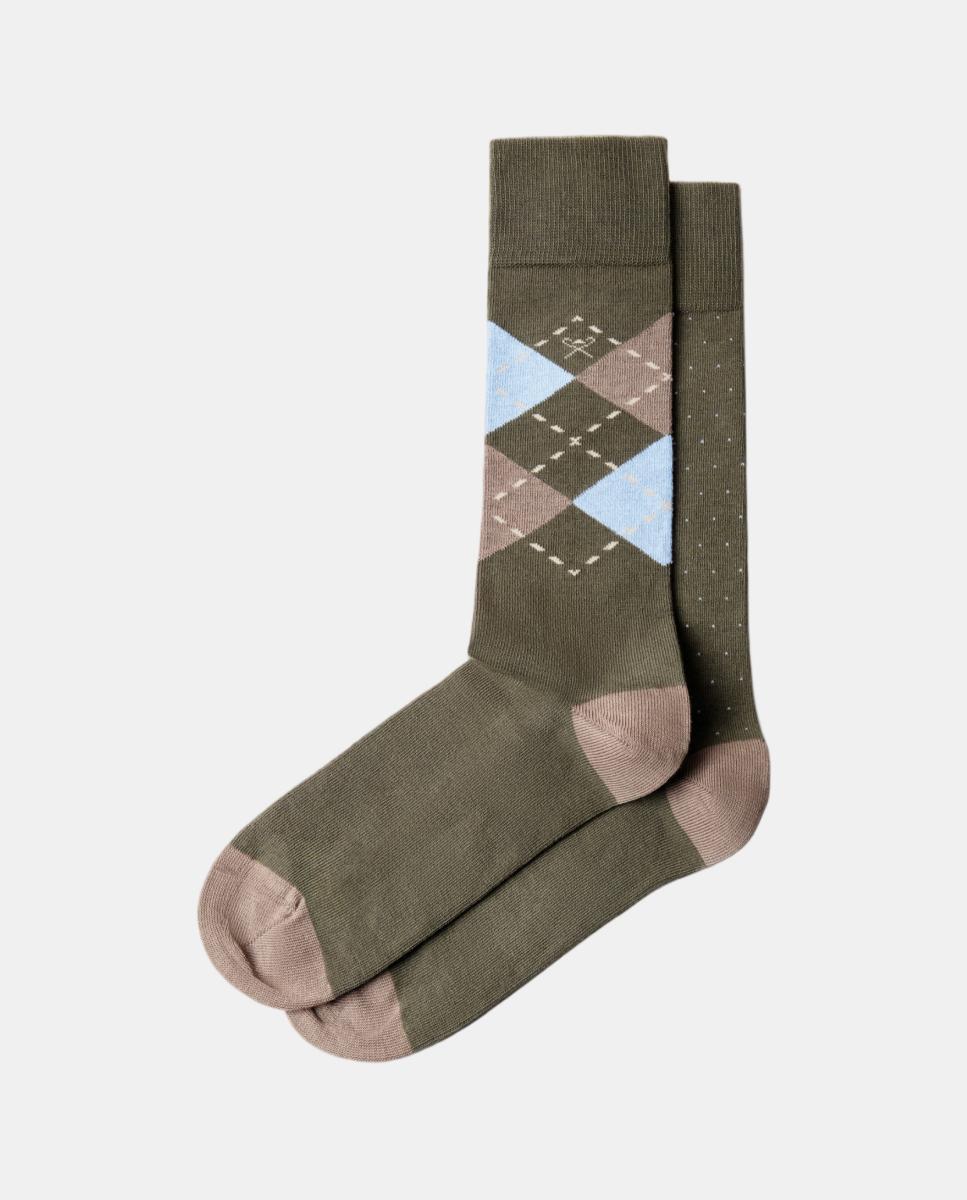 Pack de dos calcetines de hombre rombos - Hackett - Verde Verde-2