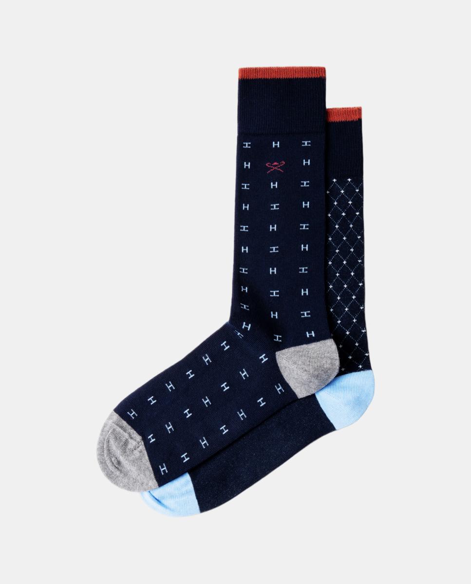 Pack de dos calcetines de hombre estampados - Hackett - Azul Azul-2