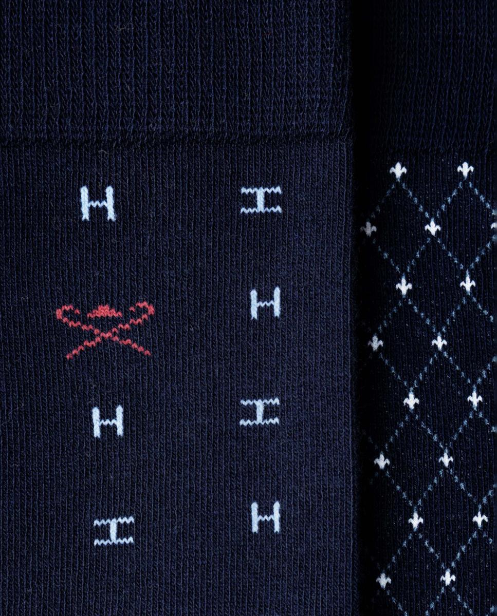 Pack de dos calcetines de hombre estampados - Hackett - Azul Azul-3