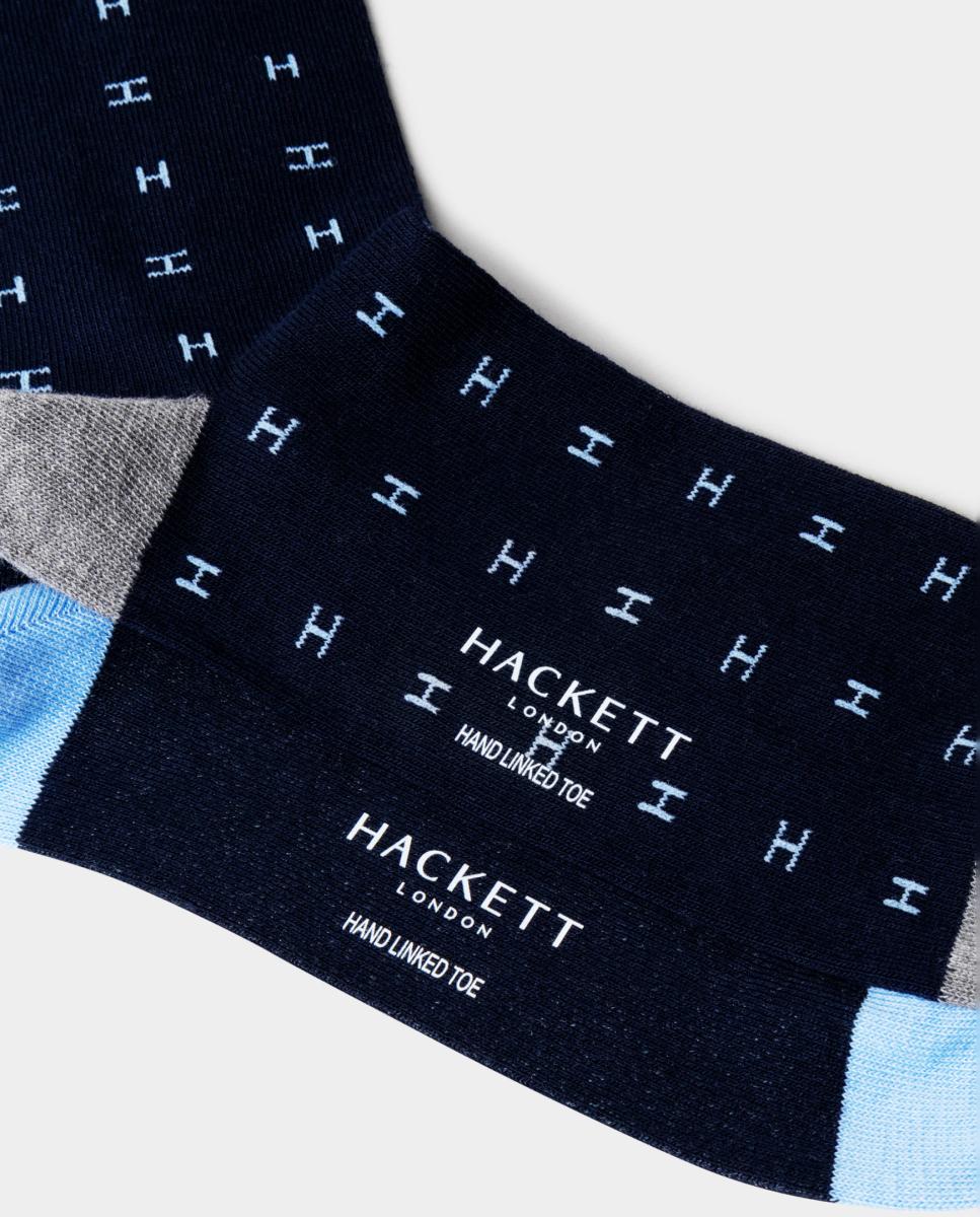 Pack de dos calcetines de hombre estampados - Hackett - Azul Azul-4