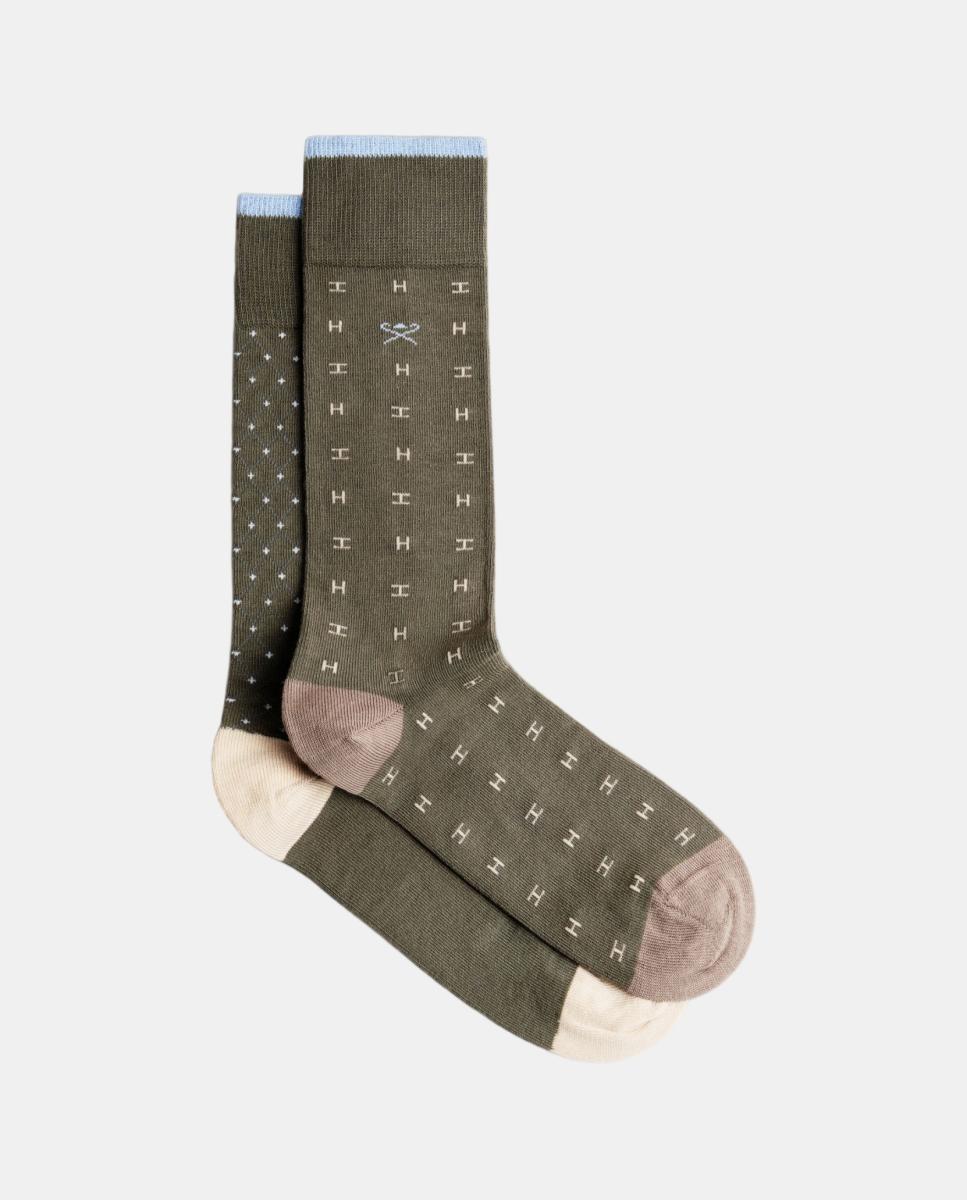 Pack de dos calcetines de hombre estampados - Hackett - Verde Verde-1