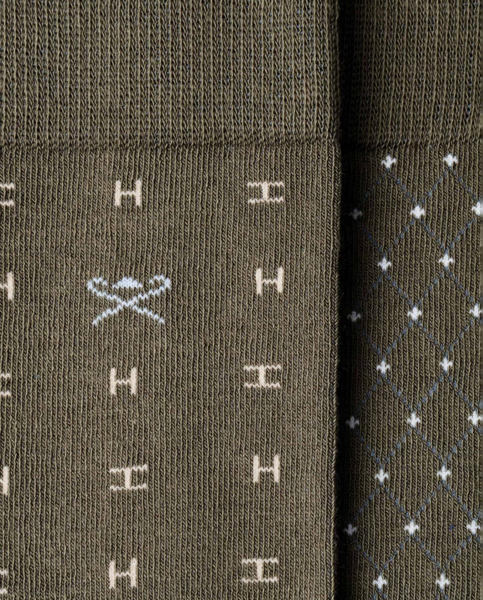 Pack de dos calcetines de hombre estampados - Hackett - Verde Verde-2