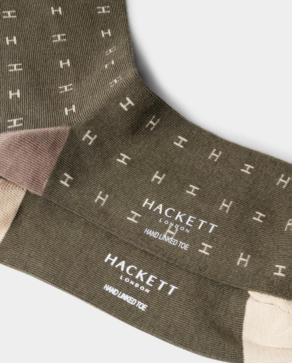 Pack de dos calcetines de hombre estampados - Hackett - Verde Verde-3