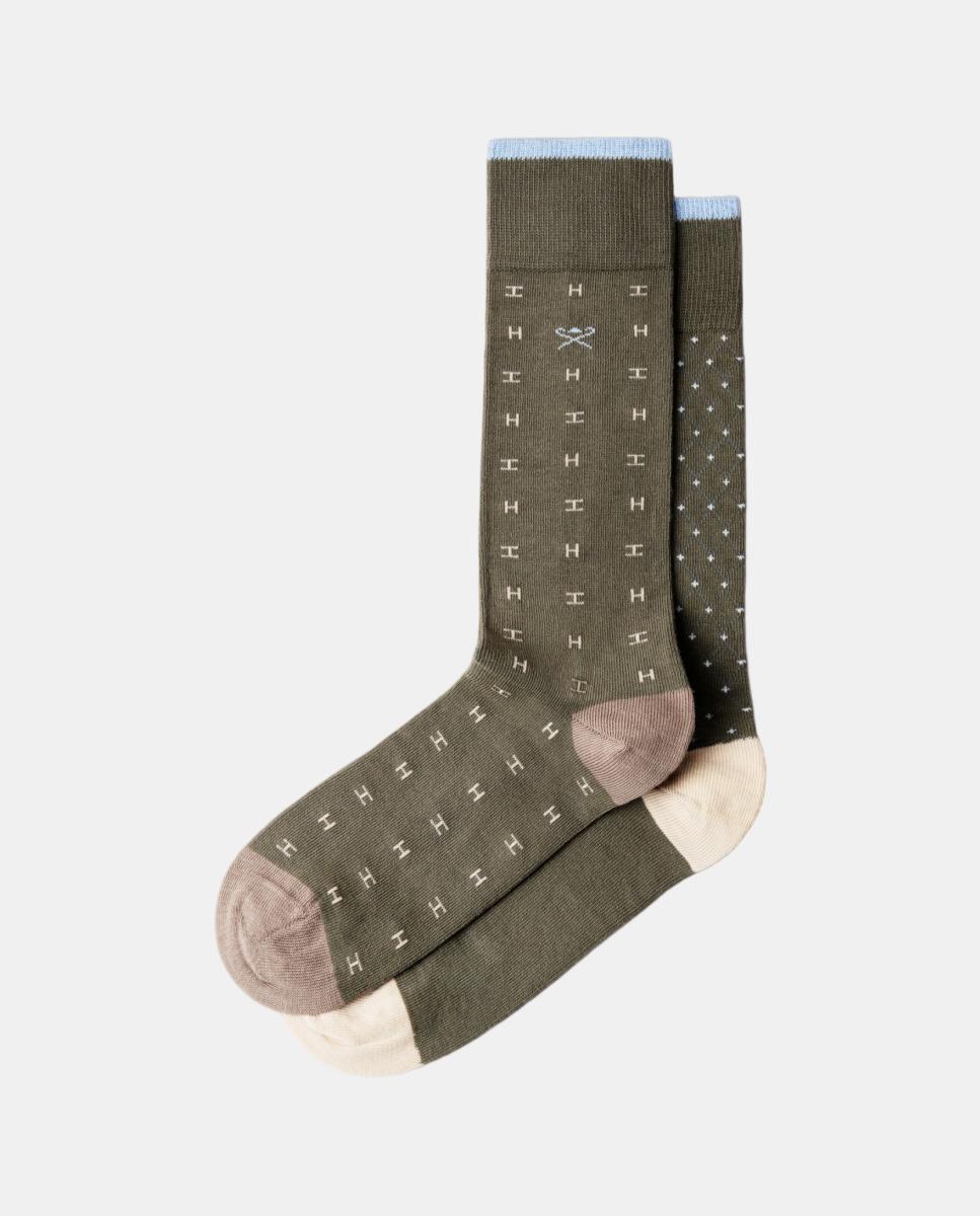 Pack de dos calcetines de hombre estampados - Hackett - Verde Verde-5