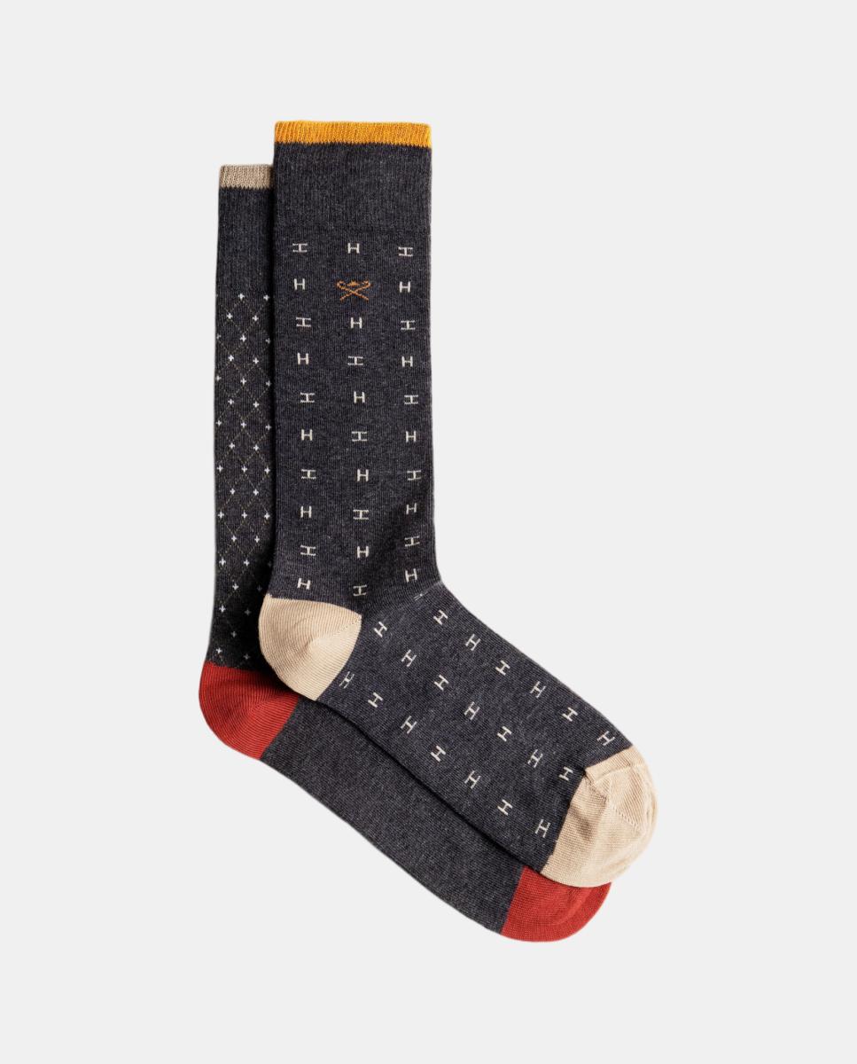 Imagen 0 de Pack de dos calcetines de hombre estampados Gris