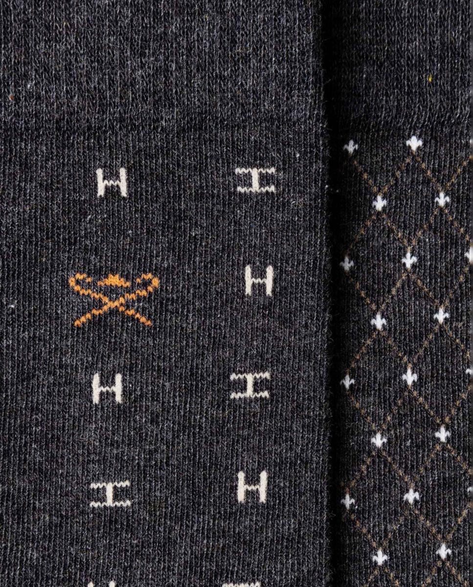 Pack de dos calcetines de hombre estampados - Hackett - Gris Gris-3