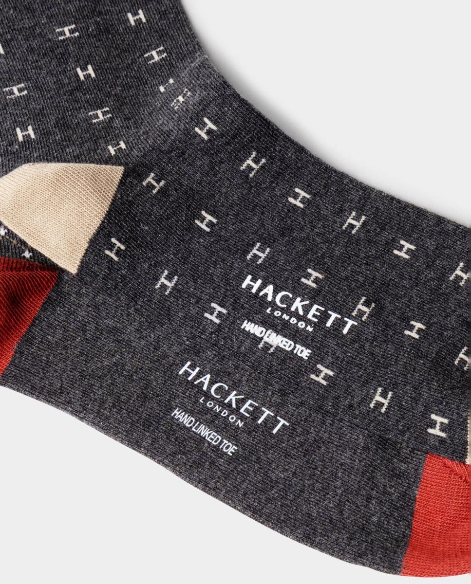 Pack de dos calcetines de hombre estampados - Hackett - Gris Gris-4