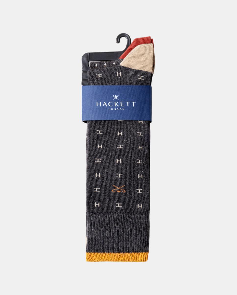 Pack de dos calcetines de hombre estampados - Hackett - Gris Gris-5