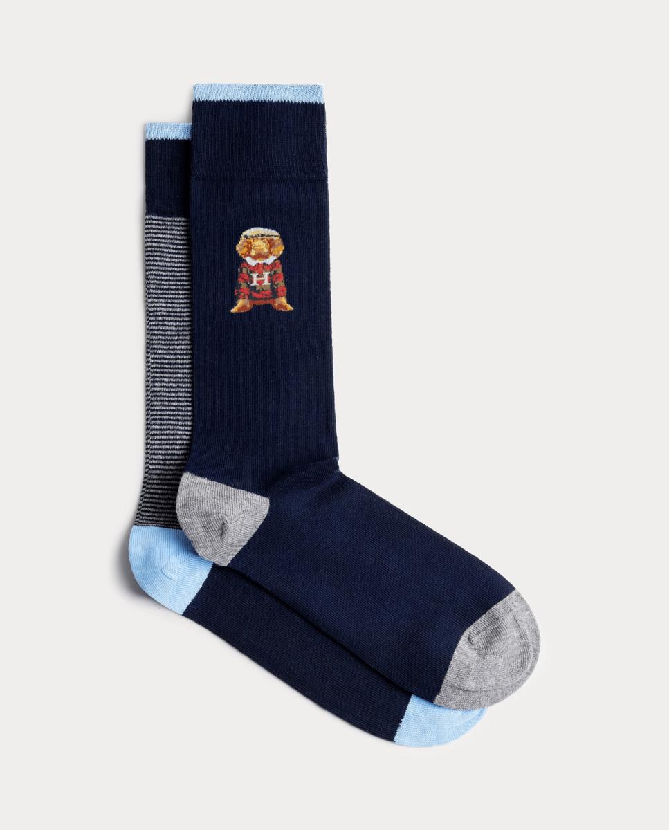 Pack de dos calcetines de hombre fantasía - Hackett - Azul Azul-1