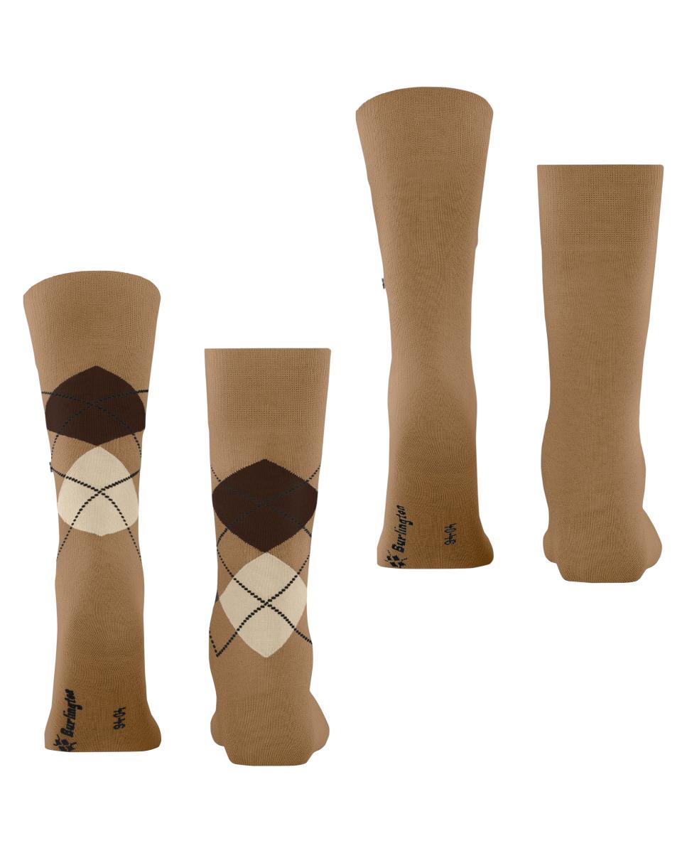 Pack de dos calcetines de caballero 1 liso y otro con rombos - Burlington - Camel Camel-2