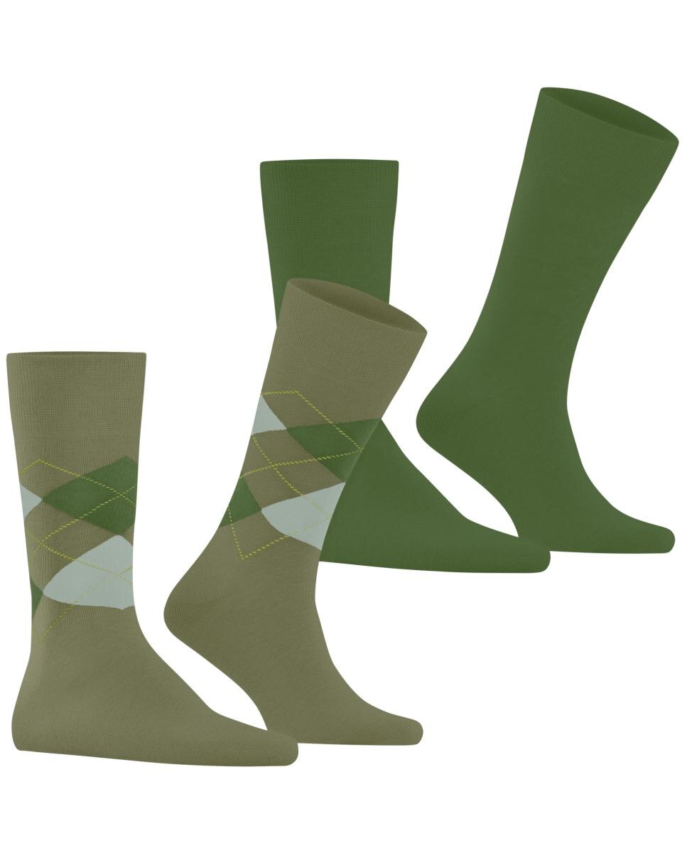 Pack de Dois Pares de Meias: 1 Liso e Outro com Losangos Verde-1