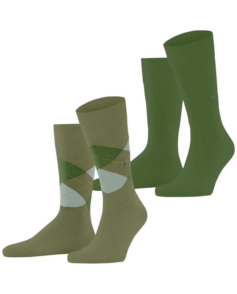 Pack de Dois Pares de Meias: 1 Liso e Outro com Losangos Verde-3