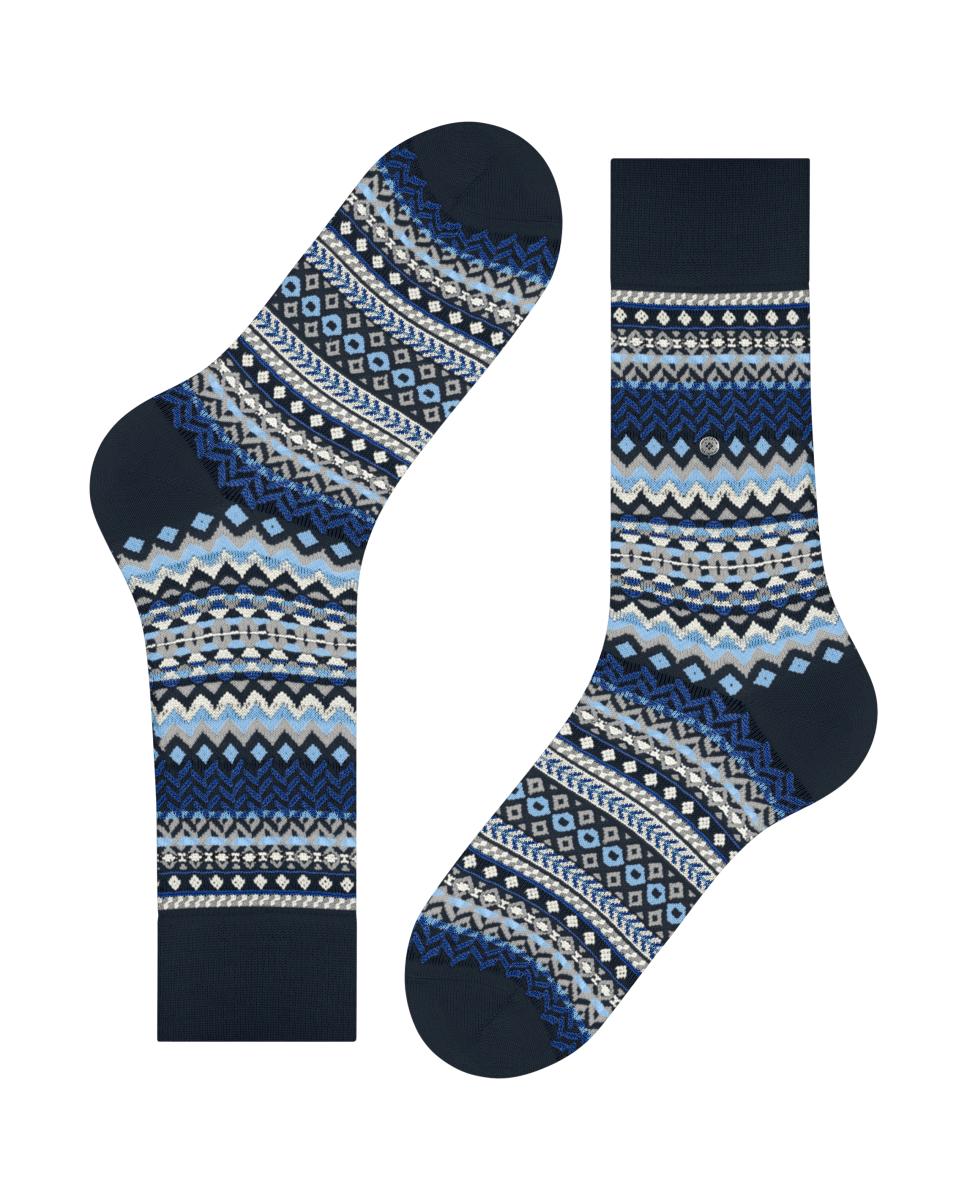 Meias com Rebordos Decorativos Azul-4