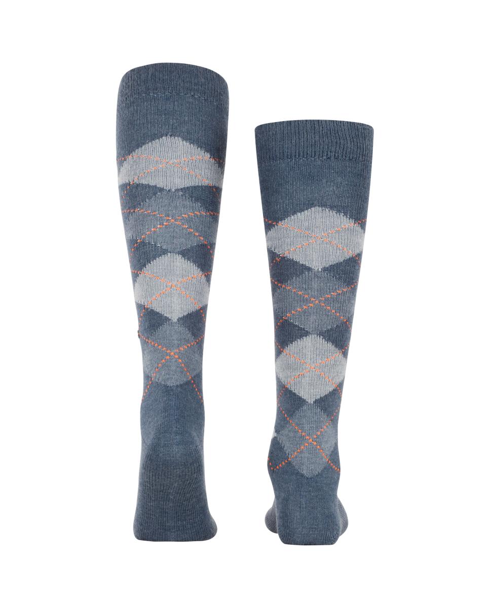 Calcetines altos de caballero con rombos - Burlington - Azul índigo Azul índigo-2