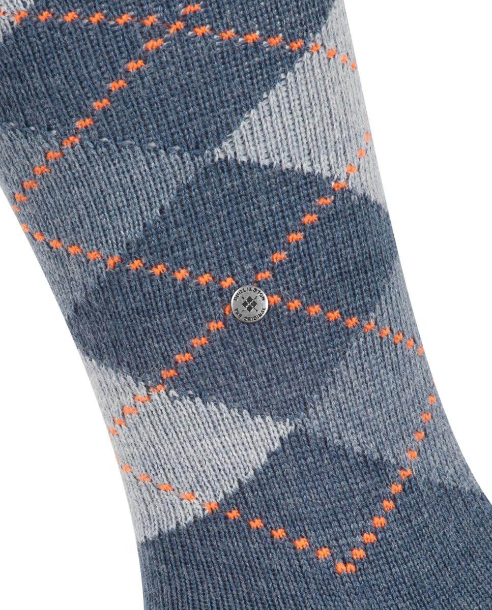 Calcetines altos de caballero con rombos - Burlington - Azul índigo Azul índigo-5