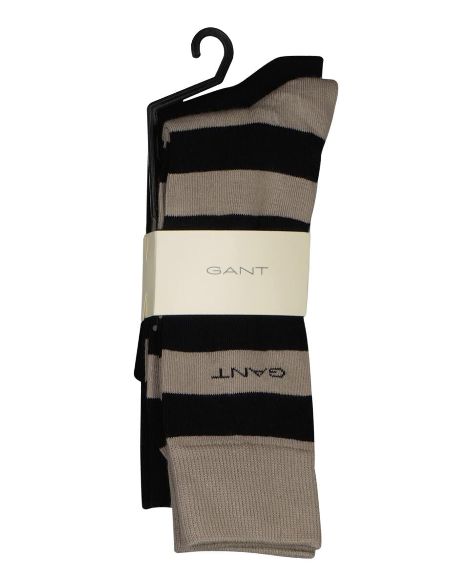 Pack de dos calcetines de hombre en algodón peinado de rayas y liso - Gant - Marrón Marrón-3