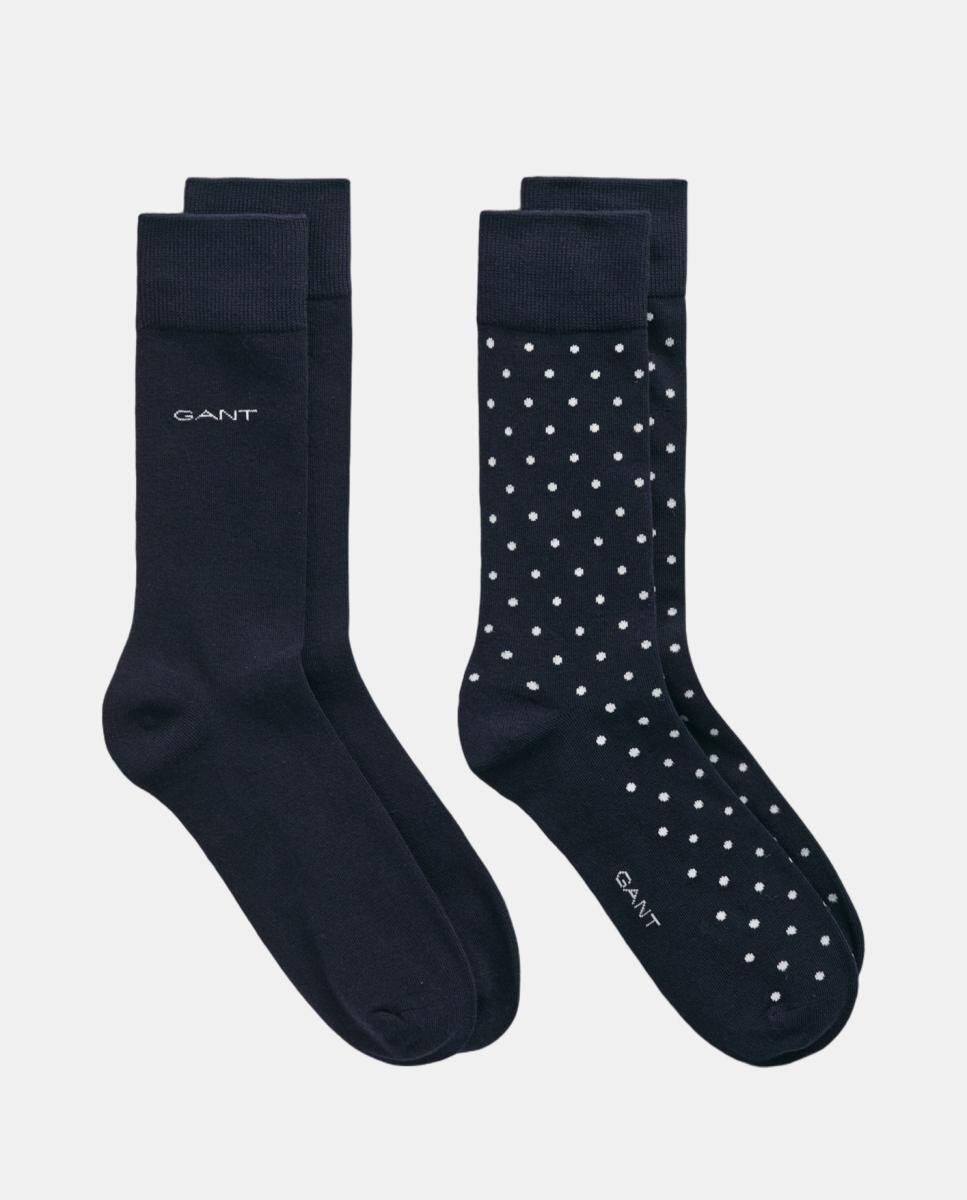 Pack de dos calcetines de hombre en algodón peinado de puntos y liso - Gant - Azul Azul-2