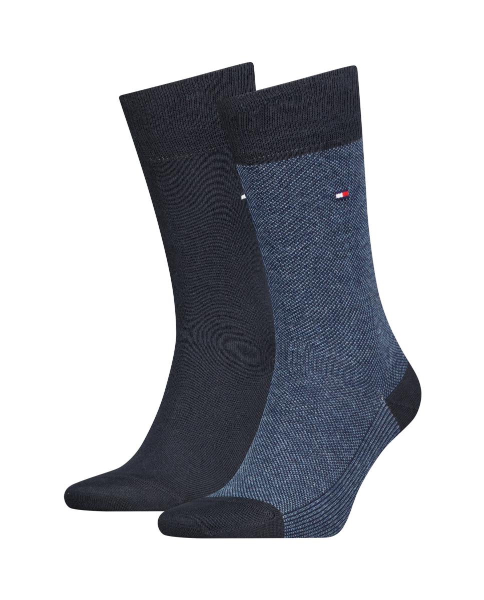 Pack de 2 Pares de Meias de Olho-de-Perdiz às Riscas Azul-índigo-2