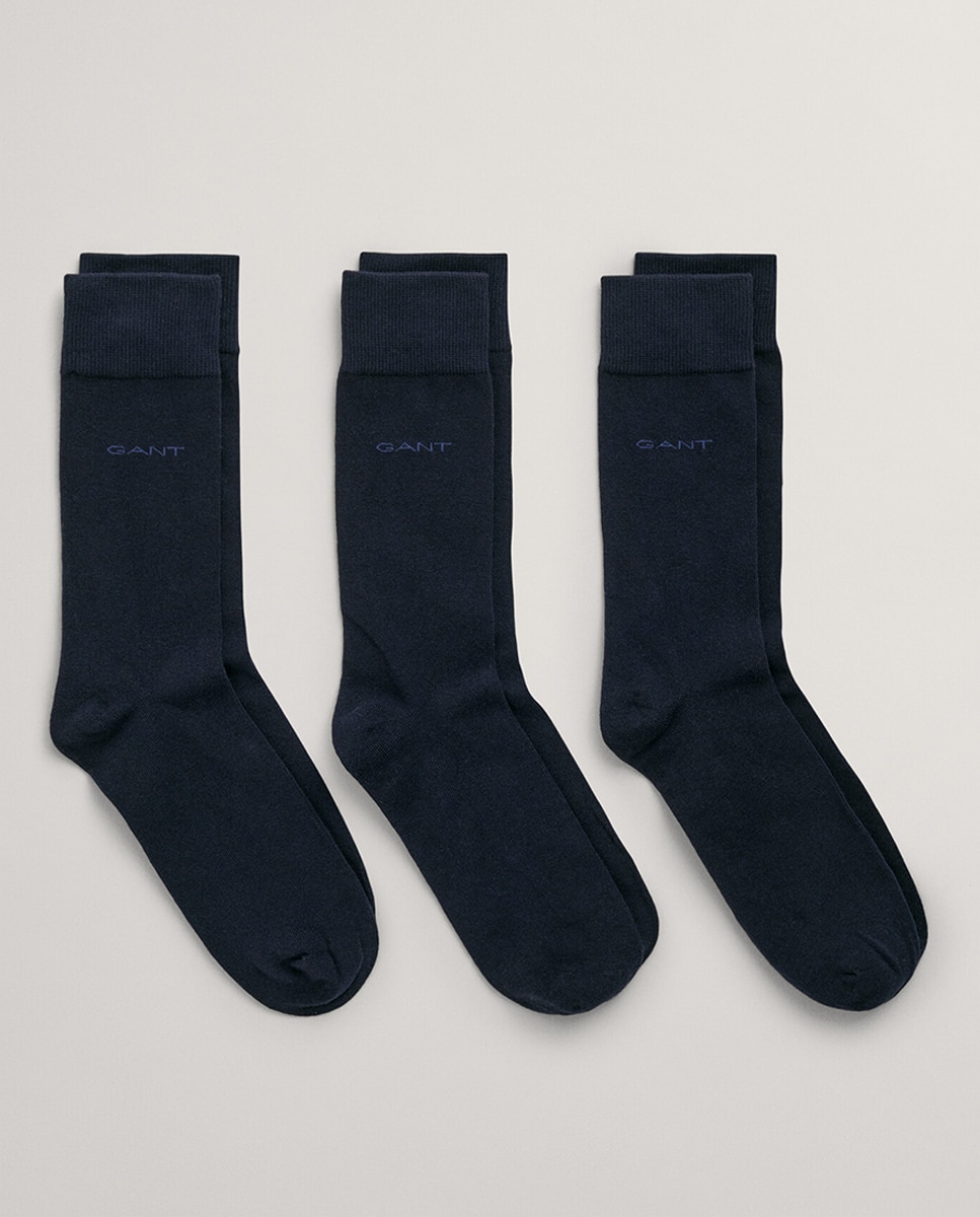 Paquete de tres pares de calcetines de algodón suave de hombre - Gant - Azul marino Azul marino-1
