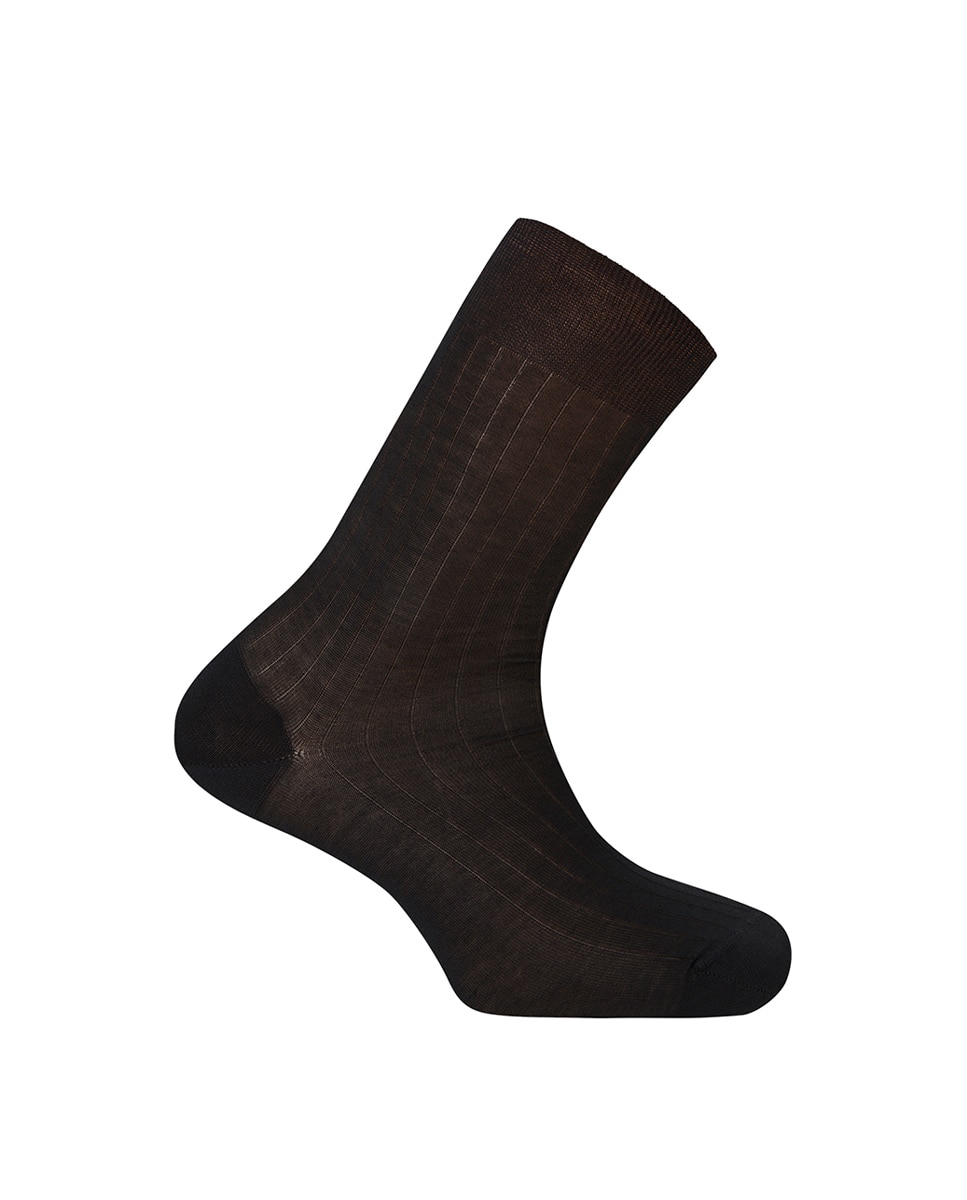Imagen 1 de Calcetines de hombre Punto Blanco 100% Hilo de Escocia de canalé. Hecho en España. - Negro Negro